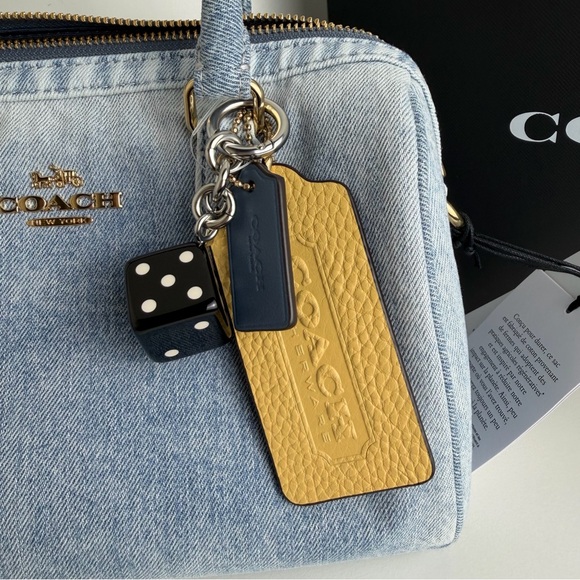 NWT Coach Rowan Satchel Bag In Loved Denim With Charms - Picture 4 of 13
